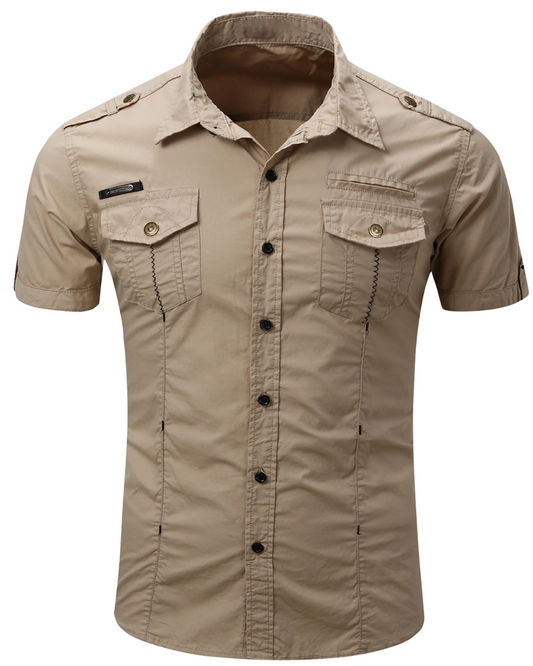 Camicia Cargo in Cotone a Maniche Corte